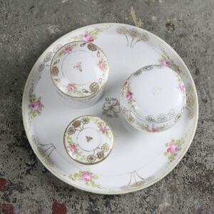 Victorian Nippon Porcelain Floral Dresser Set, circa early 20th century